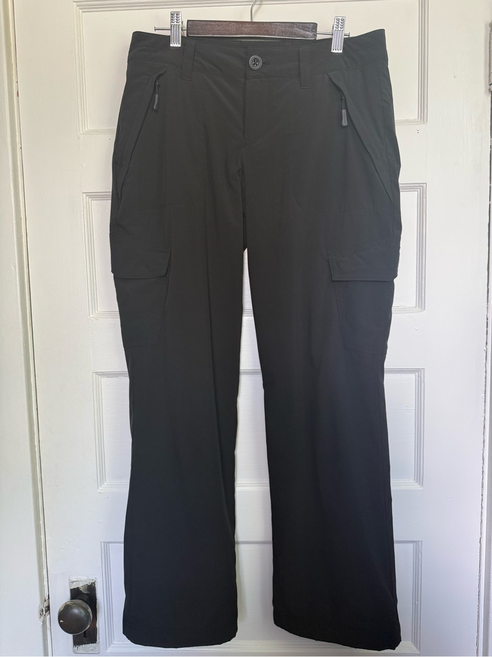 Eddie Bauer Black Fleece Lined Cargo Hiking Chic Pants Gorpcore Sz P6